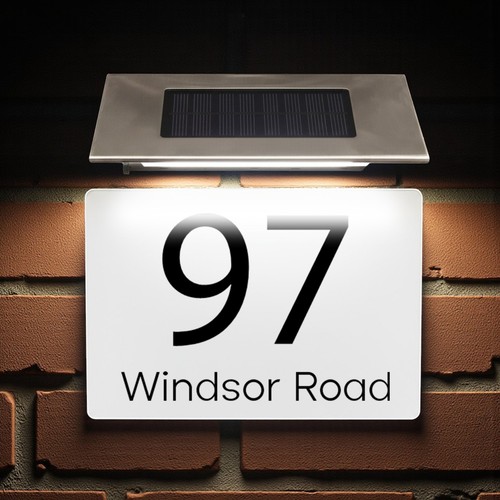 Solar house number sign - solar,