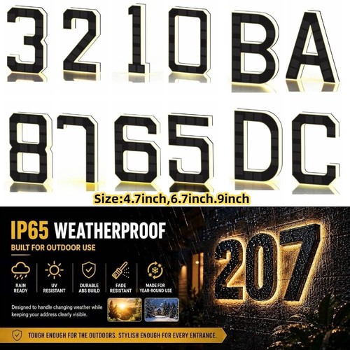 Illuminated solar house number - solar,