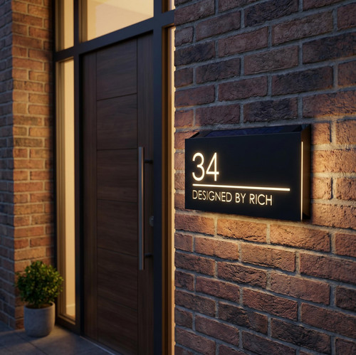 Led solar house number - led,