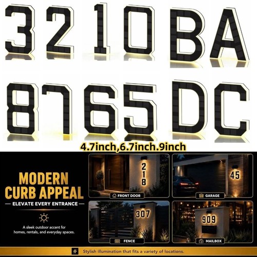 Illuminated solar house number - illuminated,