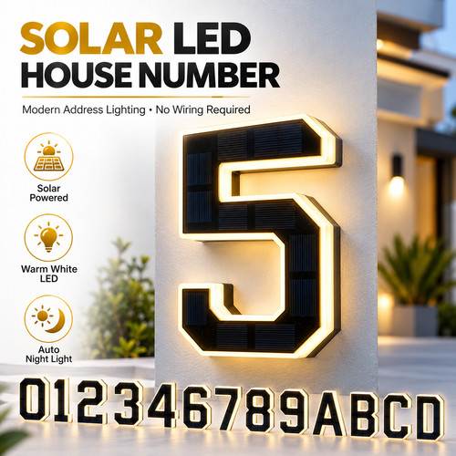 Solar address sign - address, led