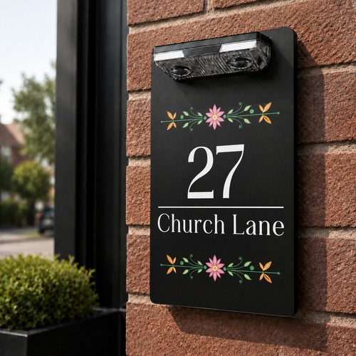Solar house number sign - solar,