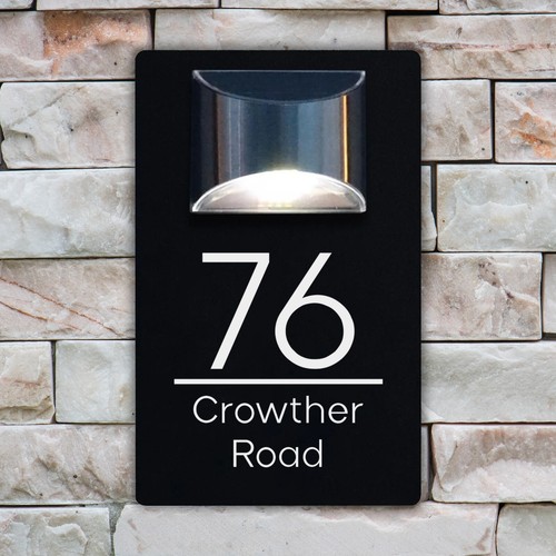 House number plaques solar - number,