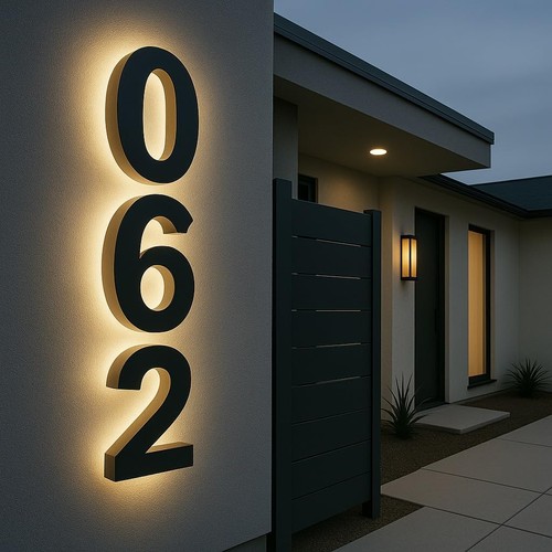 Solar lighted house - lighted, numbers