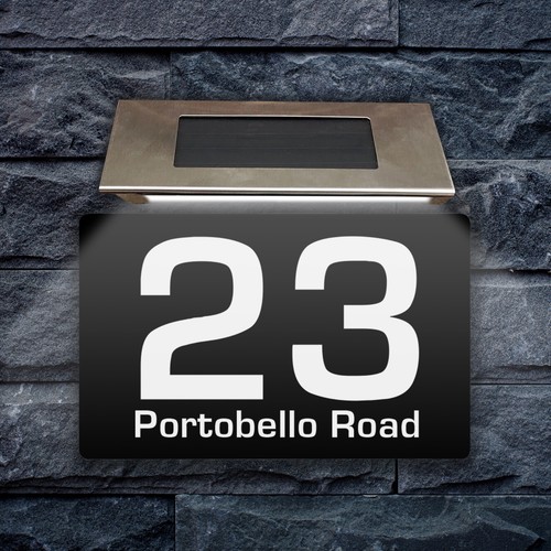 House number plaques solar - number,