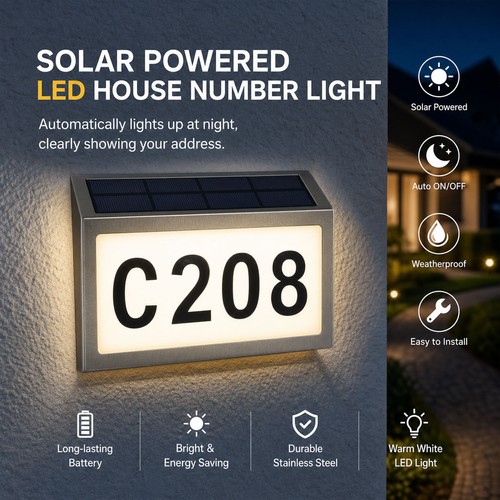Solar led house number - led,